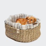 Hundekorb Lazy Linen Stripes Natural/Blue