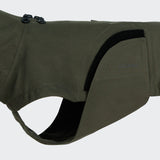 Detail image of dog raincoat in dark green