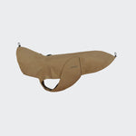 Image of dog raincoat in a light brown colour