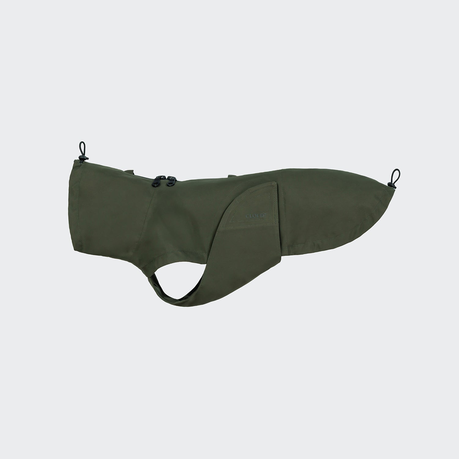 Image of dog raincoat in dark green
