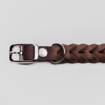 Silberner Verschluss braunes Lederhalsband