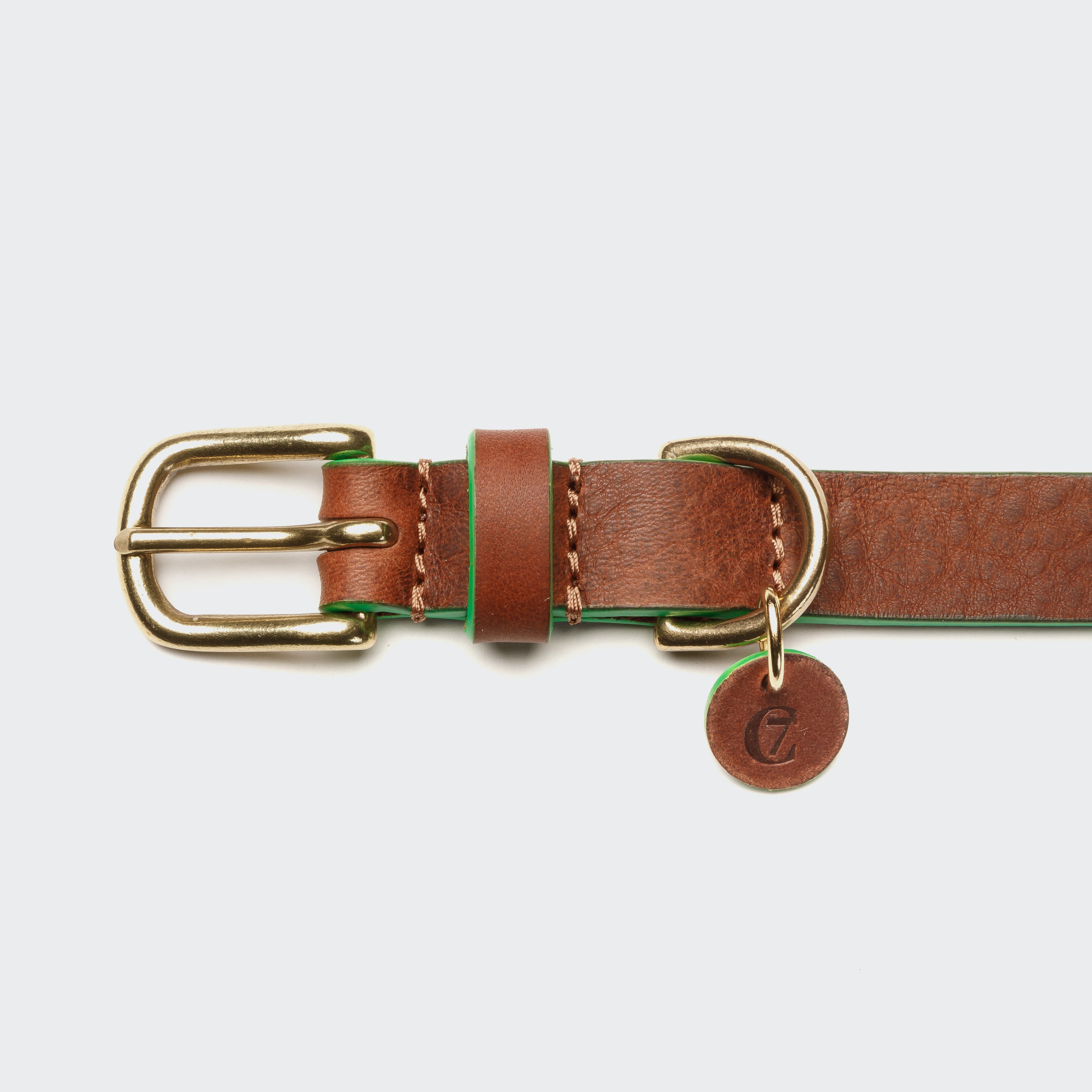 Dog Collar Prince Park Cognac Green_2