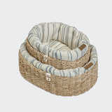 Dog Basket Lazy Linen Stripes Natural/Blue