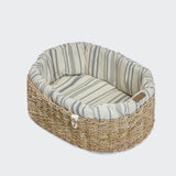 Dog Basket Lazy Linen Stripes Natural/Blue