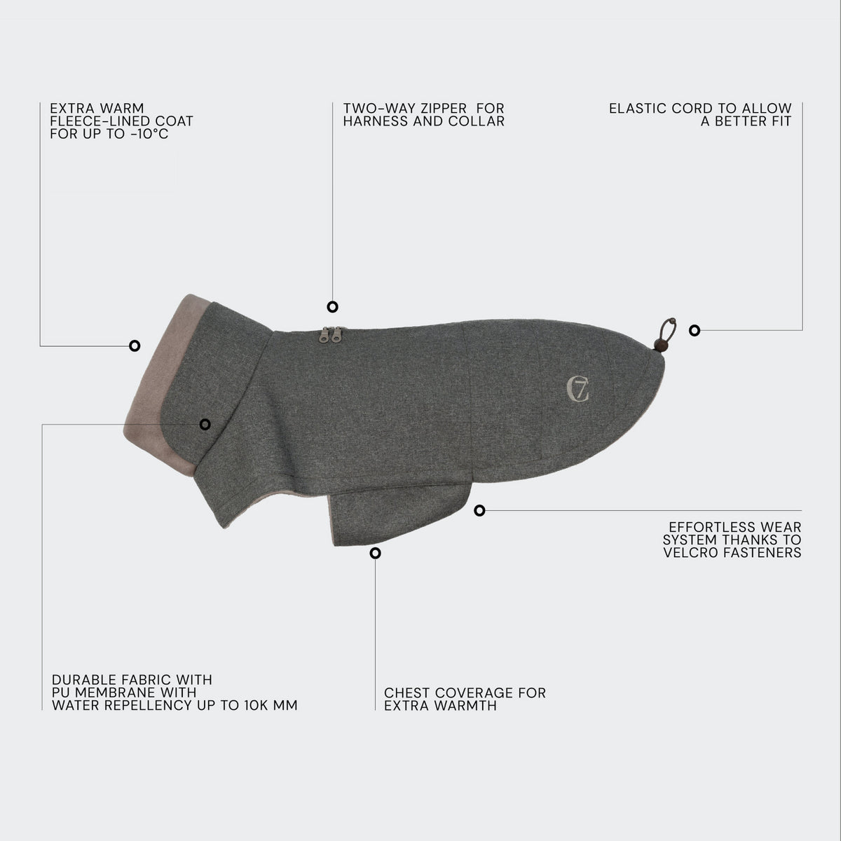 Dog Coat Brooklyn Light Graphite