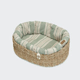 Dog Basket Lazy Linen Stripes Natural/Green