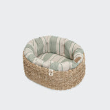 Dog Basket Lazy Linen Stripes Natural/Green