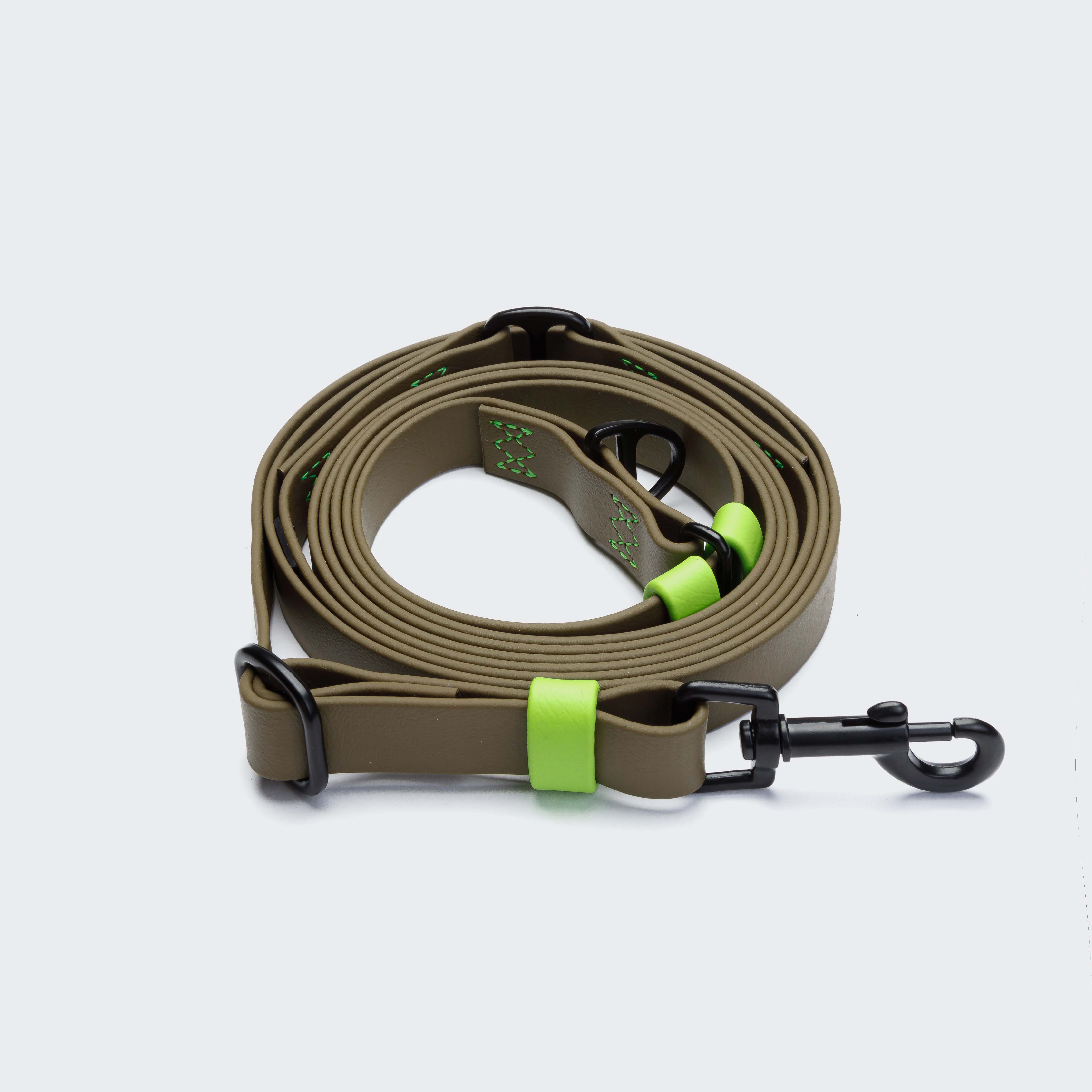 Detail of Dog Hands Free Leash Biothane Olive 