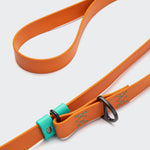 Detail of Dog Hands Free Leash Biothane Orange Aqua