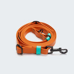 Detail of Dog Hands Free Leash Biothane Orange Aqua