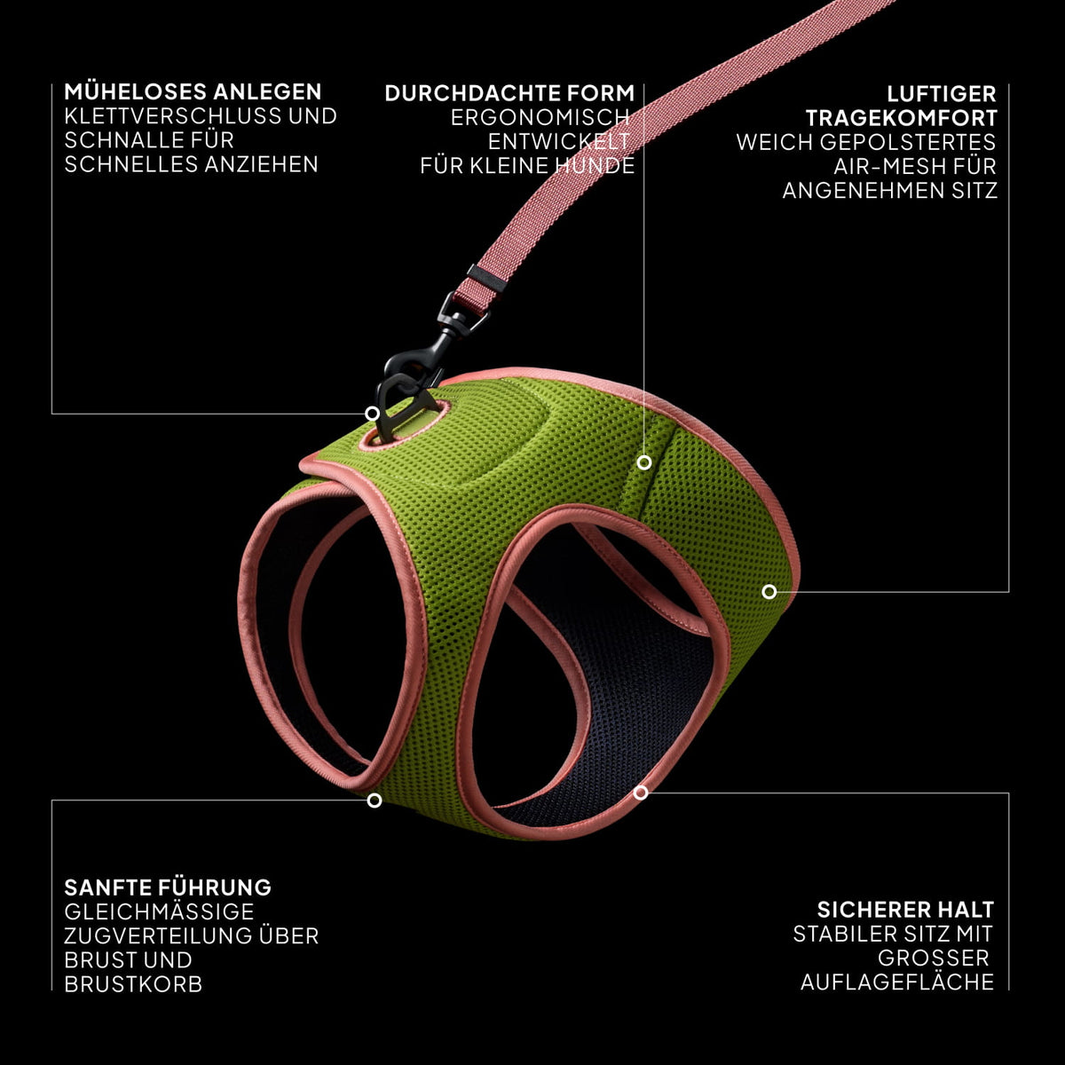 V-1 Westengeschirr AKTIV Air-Mesh Peach/Neon Green