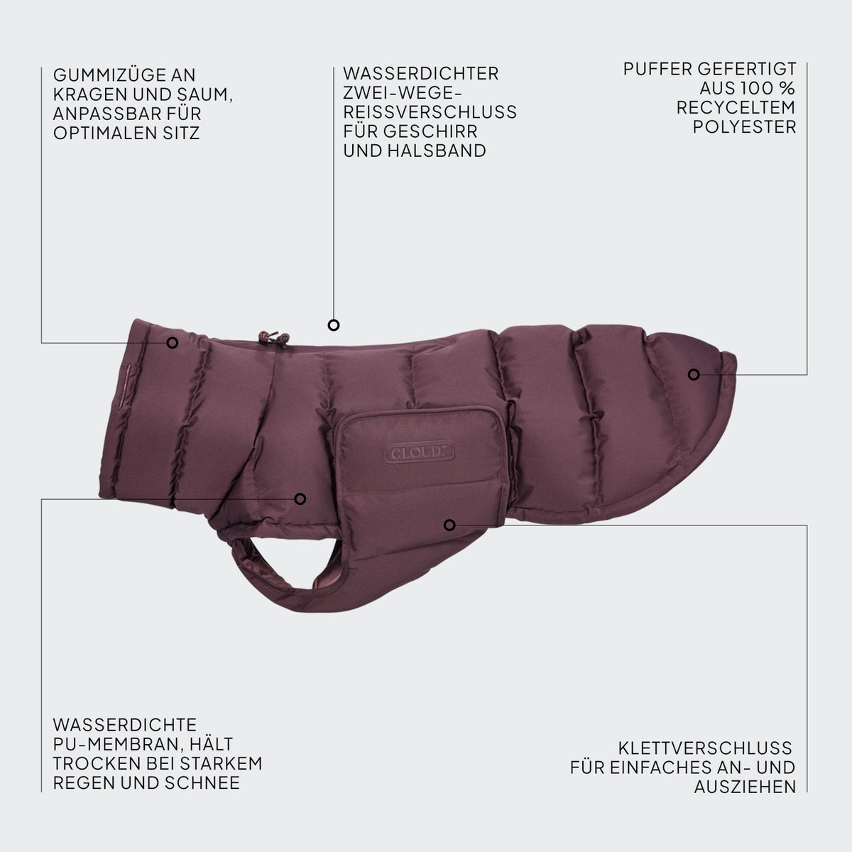 Hundemantel Alaska Dark Aubergine