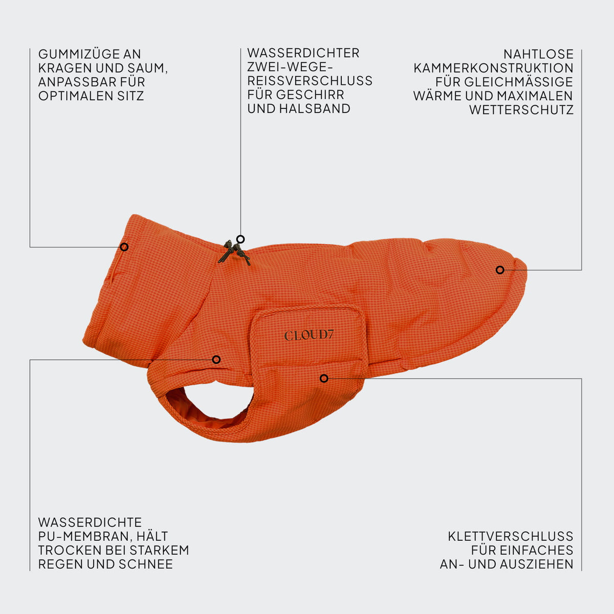 Hundemantel Alaska Seersucker Orange