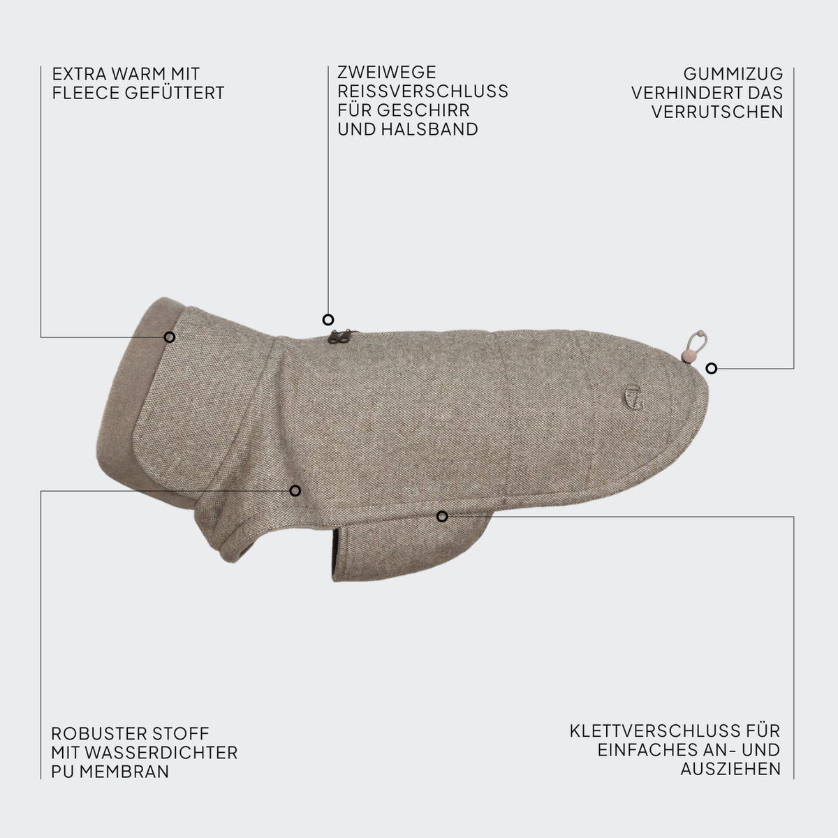 Hundemantel Fr. Bulldogge Brooklyn Tweed Beige