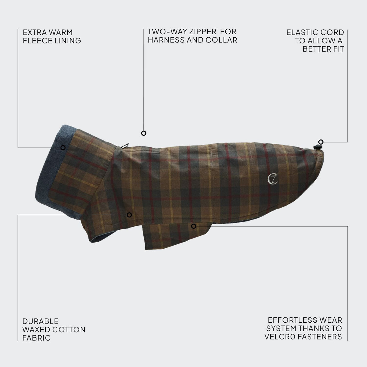 Dog Coat Brooklyn Waxed Tartan