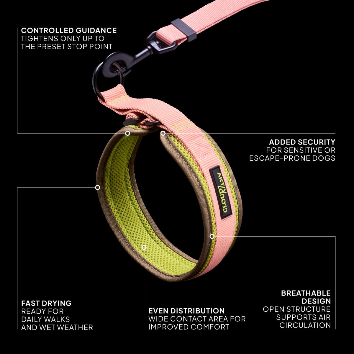 C-1 Martingale Collar Air-Mesh AKTIV Neon Green/Peach