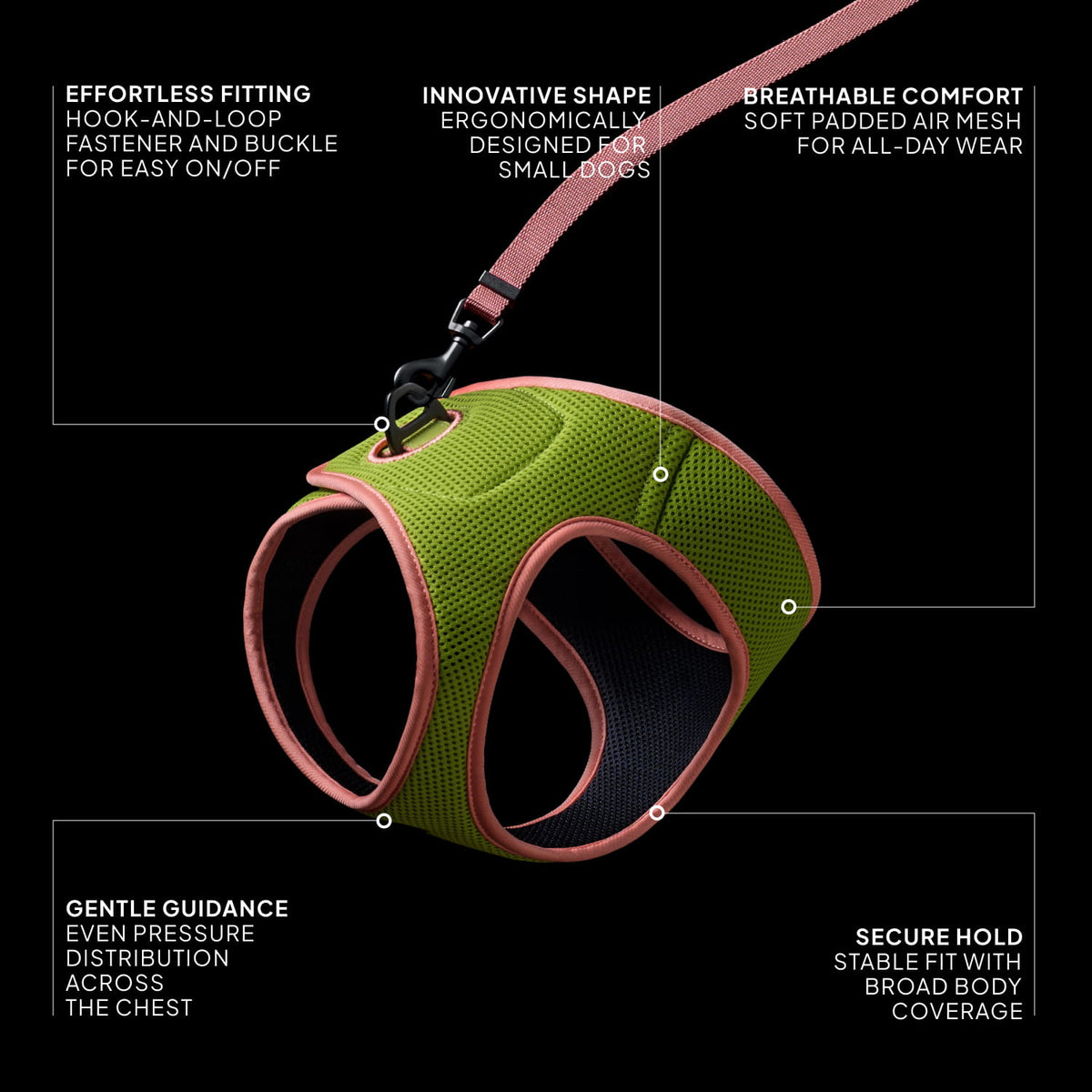 V-1 Vest Harness AKTIV Air-Mesh Peach/Neon Green