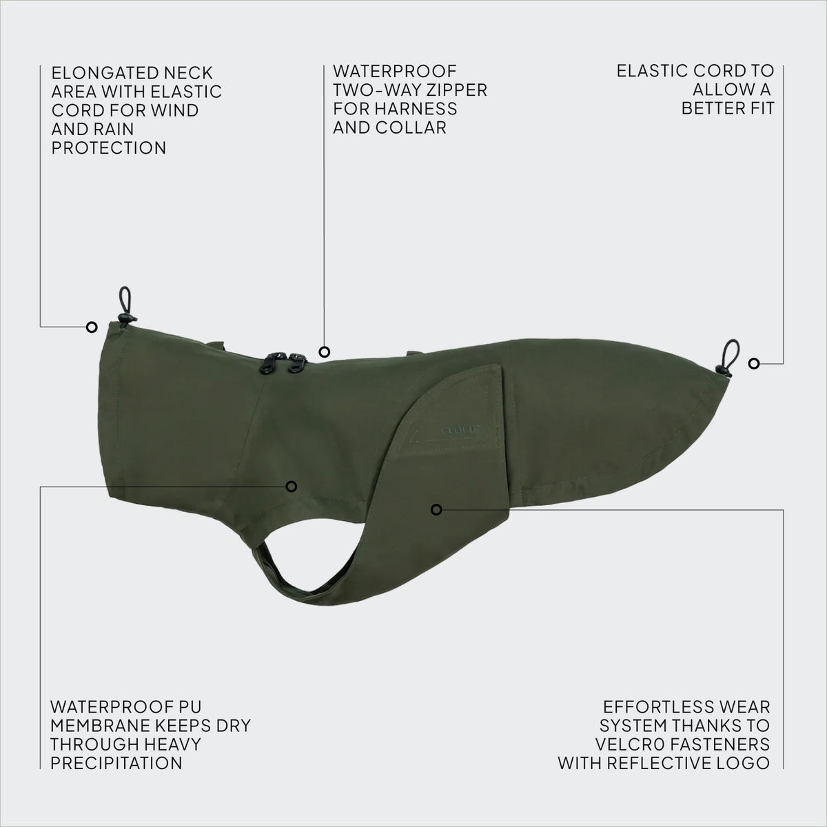 Dog Raincoat Dublin 2.0 Dark Olive