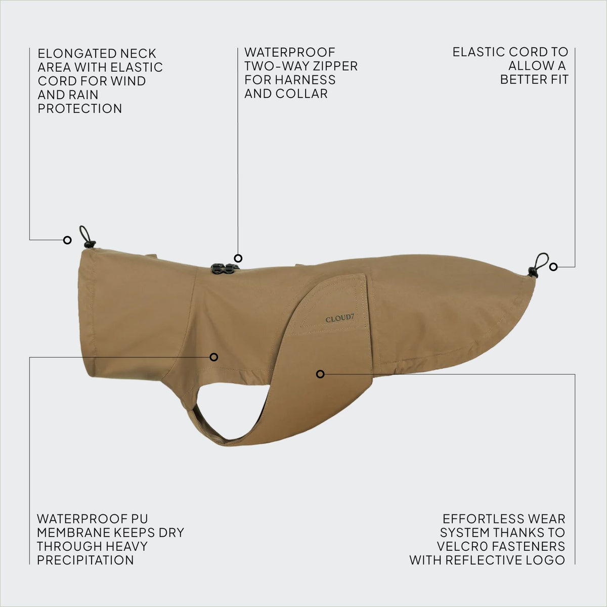 Dog Raincoat Dublin 2.0 Sandy Brown