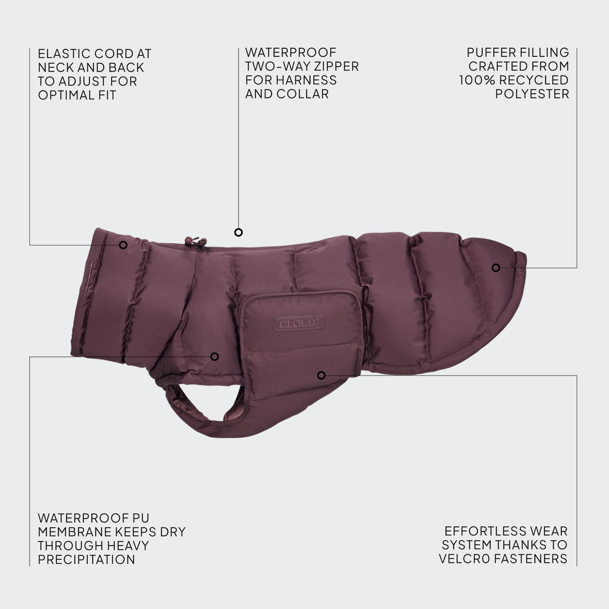 Dog Coat Alaska Dark Aubergine