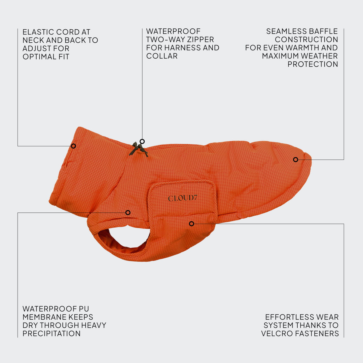 Dog Coat Alaska Seersucker Orange