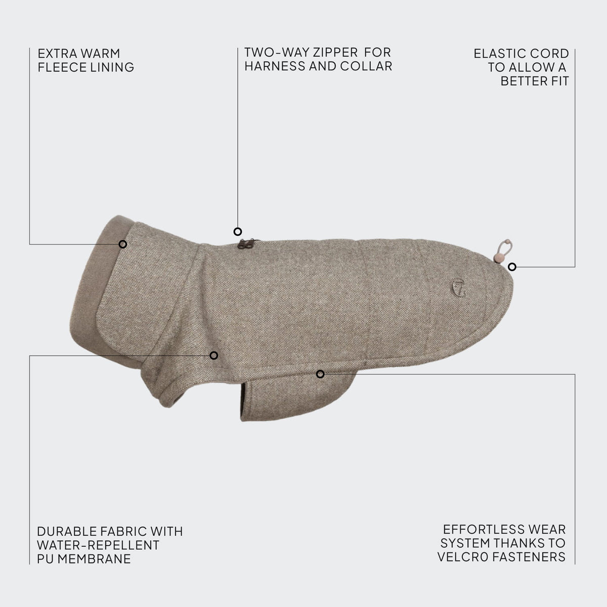 French Bulldog Coat Brooklyn Tweed Beige