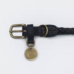 Roundly braided black dog collar buckle