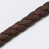 Roundly braided brown dog collar leather detail