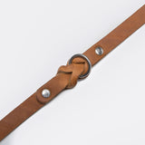 Light brown leather dog collar with braided detail