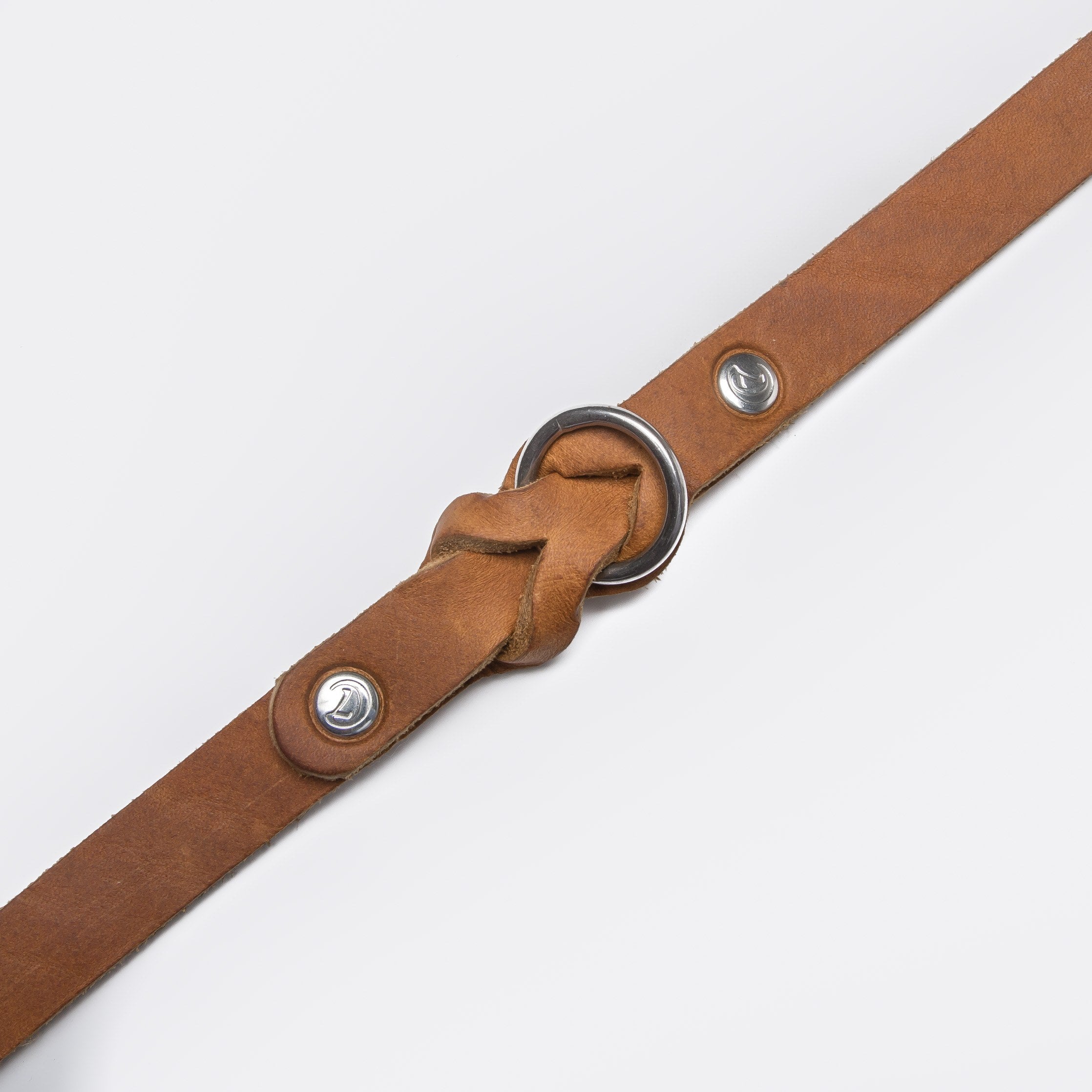 Light brown leather dog collar with braided detail