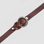 Braided details dark brown leather dog leash with silver elements