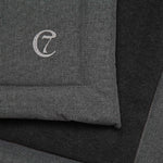 details of a dark grey fleece dog mat