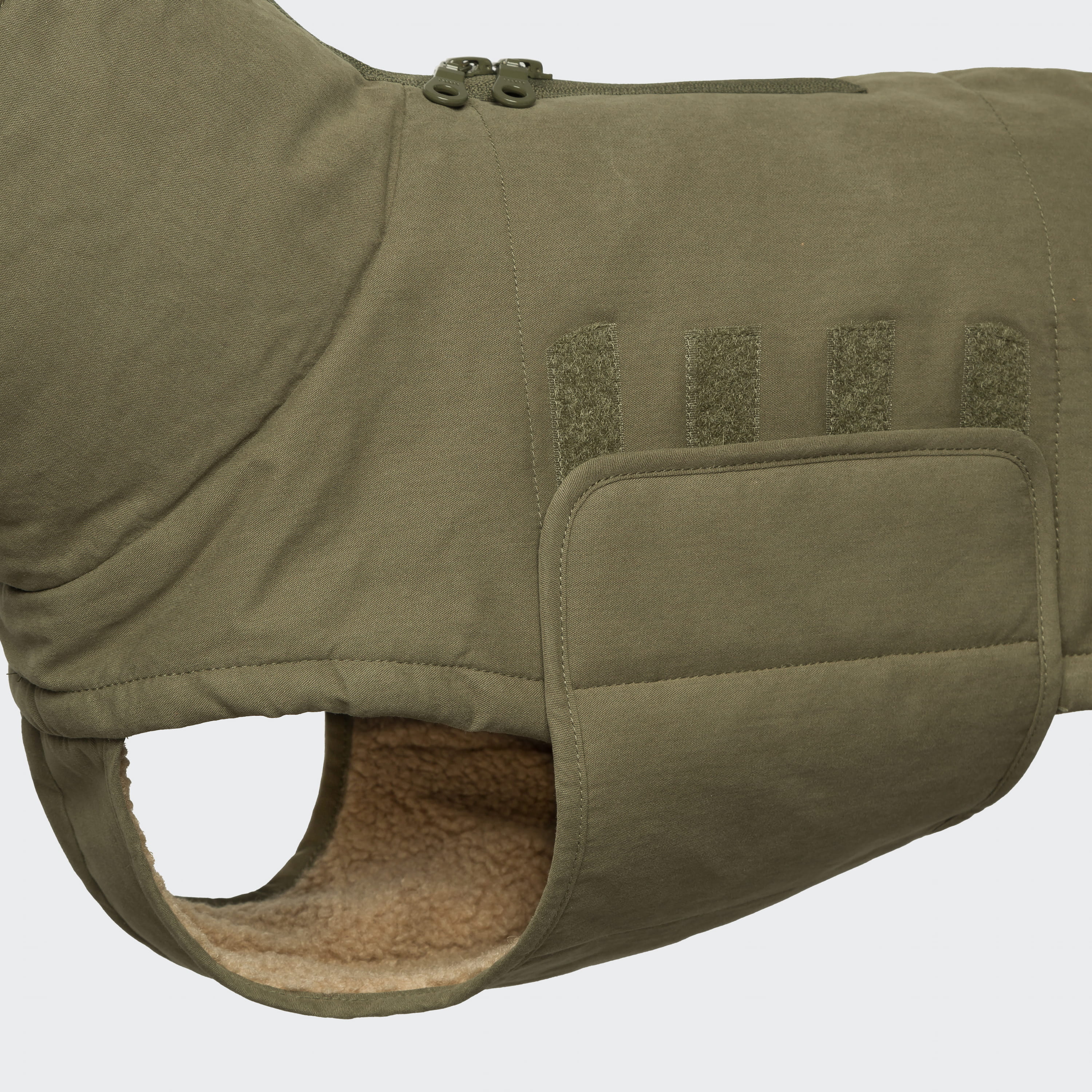 Wouapy Hundemantel Bomber Stone | Größe 42 | Khaki | Wasserabweisend Mit Fleece-Innenfutter