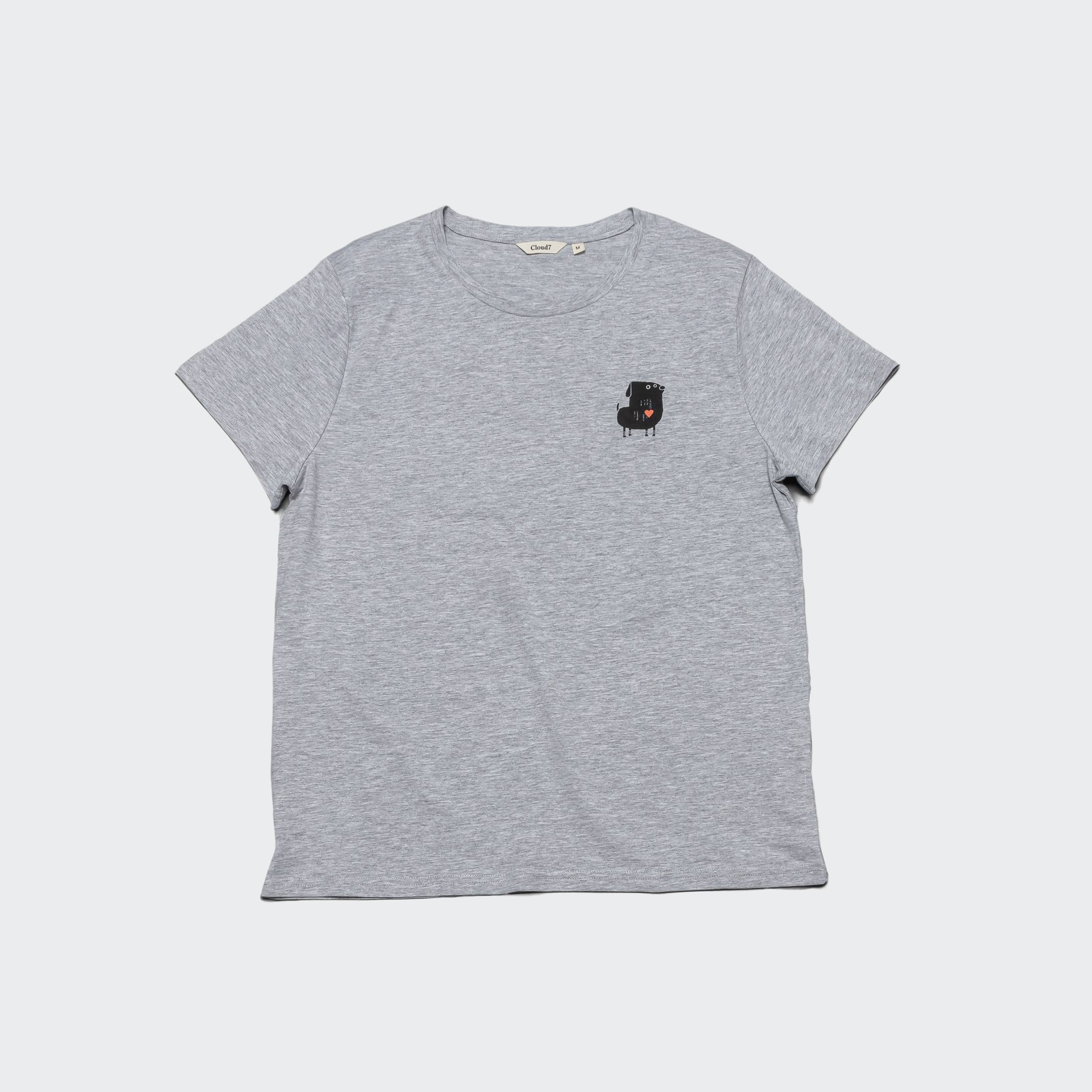 RESC7UE T-Shirt Heart Grey Mélange