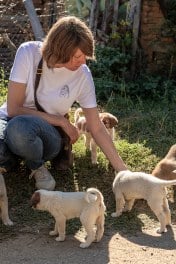 Petra with the four-legged shelter residents