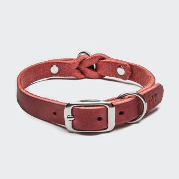 Dog Collar Riverside Park Merlot Silver