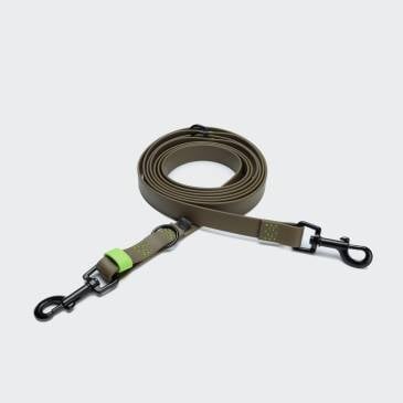 Adjustable Dog Leash BioThane Ipanema Olive-Neon Green