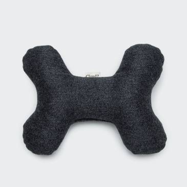 Dark grey dog toy in bone shape