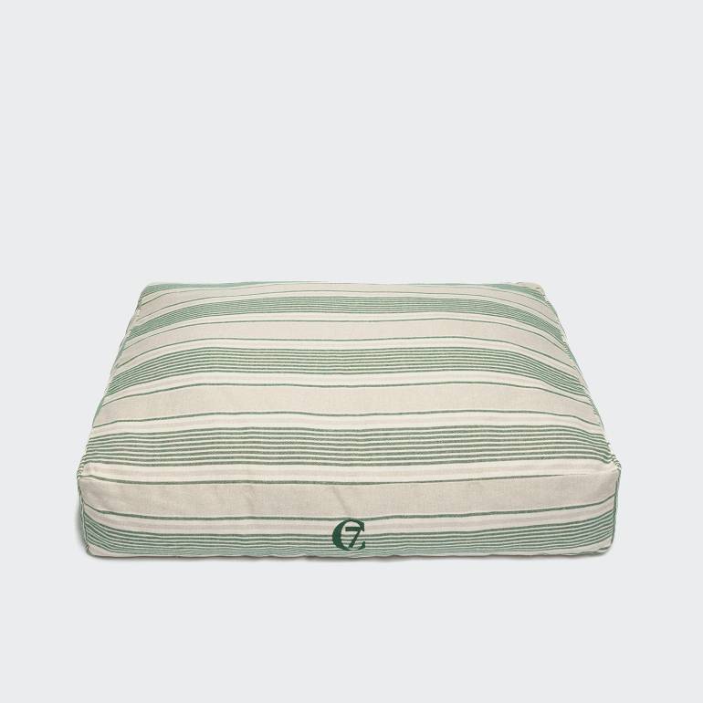 Dog Bed Homey Linen Stripes Natural/Green