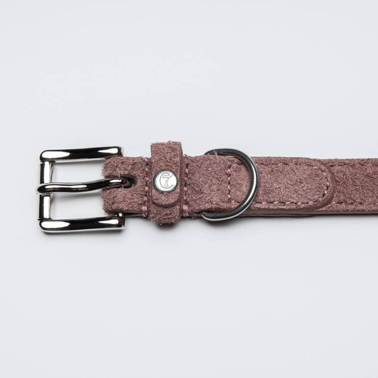 Light pink suede leather dog collar