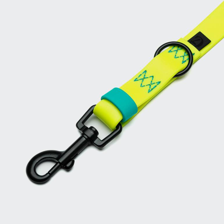 Adjustable Dog Leash BioThane Ipanema Neon Yellow-Aqua
