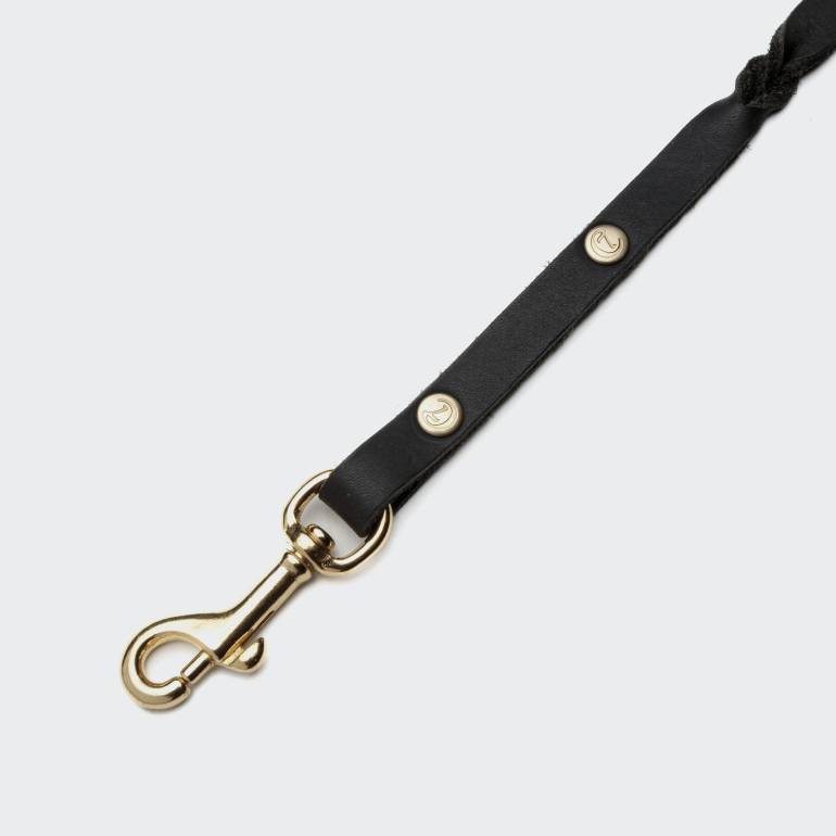 Dog Leash Riverlino with Hand Loop Black Gold