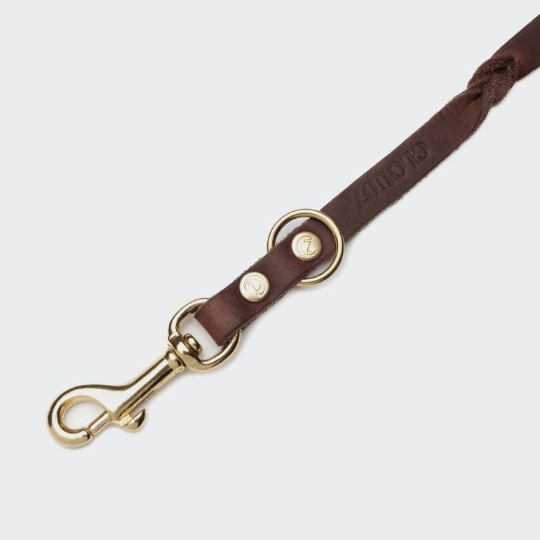 Dog Leash Riverlino with Hand Loop Saddle Brown Gold