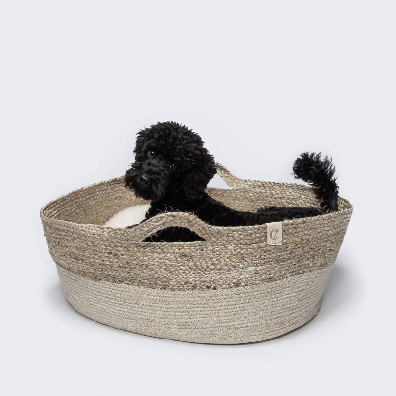 Dog Basket Cuddly Plush Ecru