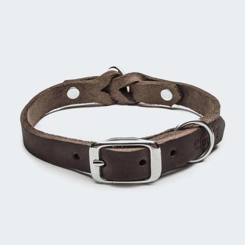Dog Collar Riverside Park Saddle Brown Silver