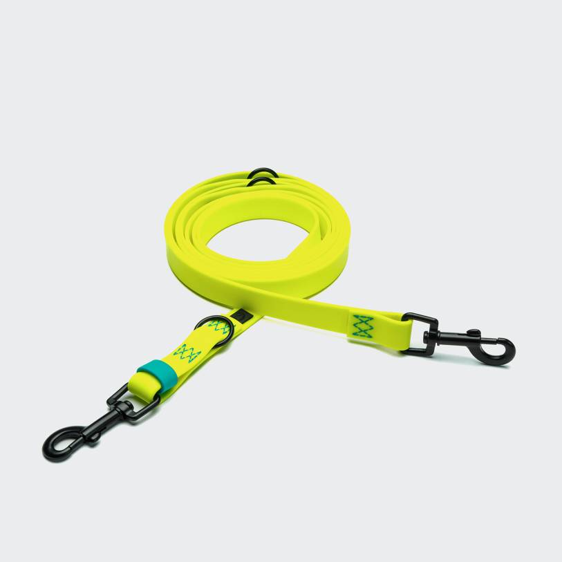Adjustable Dog Leash BioThane Ipanema Neon Yellow-Aqua