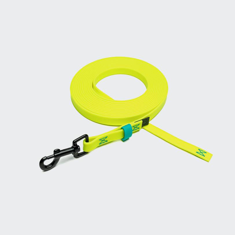 Long Line Dog Leash BioThane Ipanema Neon Yellow-Aqua