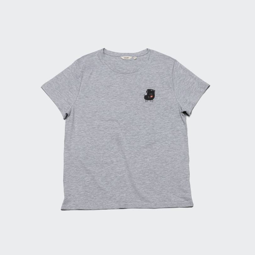 RESC7UE T-Shirt Heart Grey Mélange