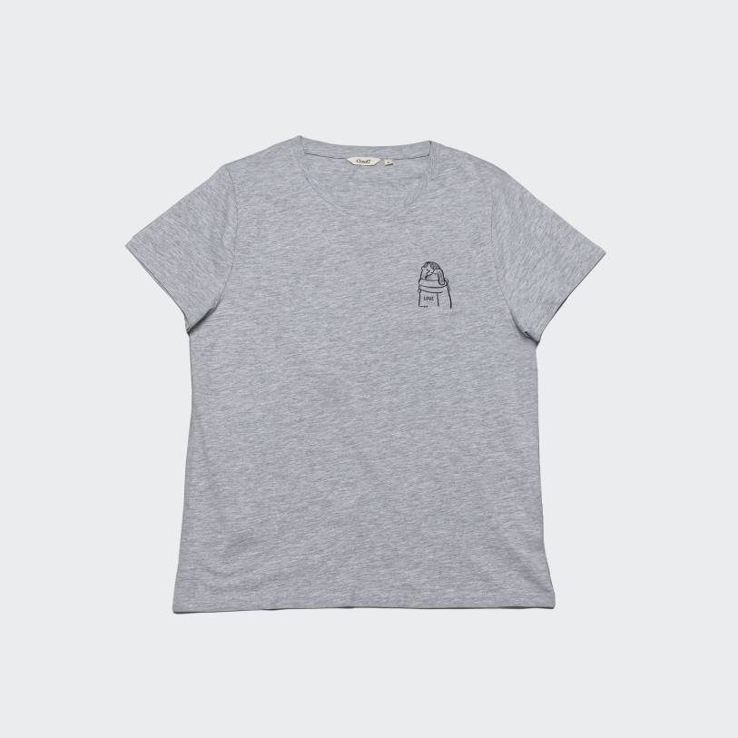RESC7UE T-Shirt Love Grey Mélange