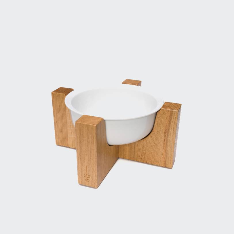 KPM x Cloud7 Elevated Dog Bowl with Wooden Stand Short